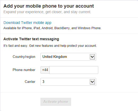 Add your mobile phone to your account